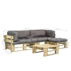 VidaXL 4-delige Loungeset Pallet Met Grijze Kussens Hout -Madison Verkoopwinkel 0e70b682571744af98312dd1102e1c9f