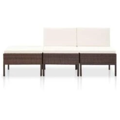 VidaXL 3-delige Loungeset Met Kussens Poly Rattan Bruin -Madison Verkoopwinkel 1000002841 0102