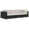 VidaXL 3-delige Loungeset Met Kussens Poly Rattan Zwart -Madison Verkoopwinkel 1000002845