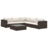 VidaXL 6-delige Loungeset Met Kussens Poly Rattan Bruin -Madison Verkoopwinkel 1000002884