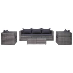 VidaXL 6-delige Loungeset Met Kussens Poly Rattan Grijs