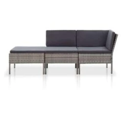 VidaXL 3-delige Loungeset Met Kussens Poly Rattan Grijs -Madison Verkoopwinkel 1000002943 0101