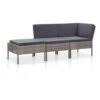 VidaXL 3-delige Loungeset Met Kussens Poly Rattan Grijs -Madison Verkoopwinkel 1000002943