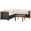 VidaXL 4-delige Loungeset Met Kussens Poly Rattan Bruin 124x65x62 Cm -Madison Verkoopwinkel 1000002977