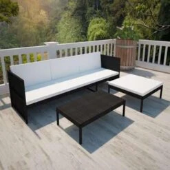 VidaXL 3-delige Loungeset Met Kussens Poly Rattan Zwart -Madison Verkoopwinkel 1000002983 0102