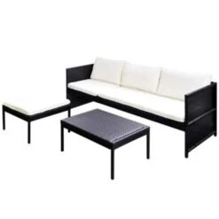 VidaXL 3-delige Loungeset Met Kussens Poly Rattan Zwart -Madison Verkoopwinkel 1000002983 0103
