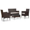 VidaXL 4-delige Loungeset Met Kussens Poly Rattan Bruin -Madison Verkoopwinkel 1000003018