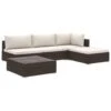 VidaXL 5-delige Loungeset Met Kussens Poly Rattan Bruin -Madison Verkoopwinkel 1000003027