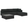 VidaXL 5-delige Loungeset Met Kussens Poly Rattan Zwart -Madison Verkoopwinkel 1000003030
