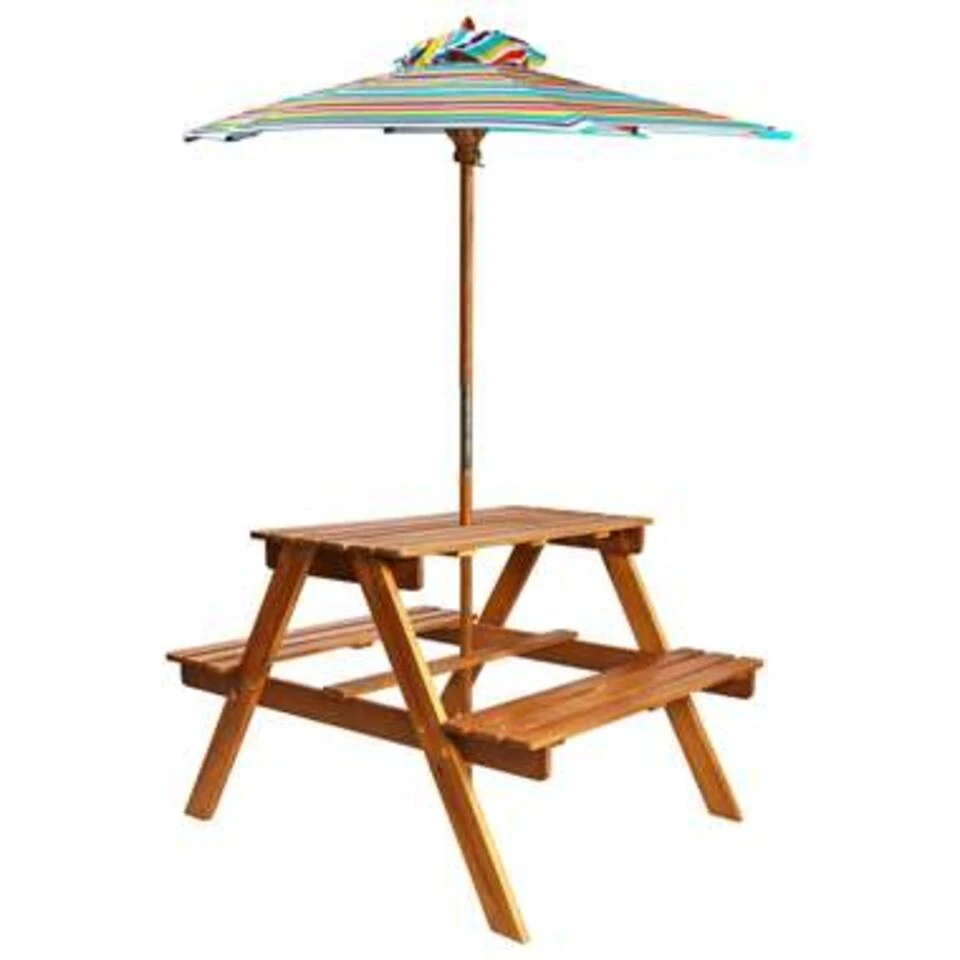 VidaXL Kinderpicknicktafel Met Parasol 79x90x60 Cm Massief Acaciahout 3 VidaXL Kinderpicknicktafel Met Parasol 79x90x60 Cm Massief Acaciahout
