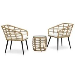 VidaXL 3-delige Bistroset Poly Rattan Eikenkleurig