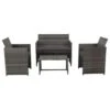 VidaXL 4-delige Loungeset Met Kussens Poly Rattan Grijs 70x40x38 Cm -Madison Verkoopwinkel 1000005349