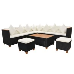 VidaXL 7-delige Loungeset Met Kussens Poly Rattan Zwart -Madison Verkoopwinkel 1000005391 0102