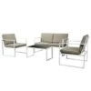 VidaXL 4-delige Loungeset Met Kussens Staal Wit -Madison Verkoopwinkel 1000005440