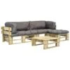 VidaXL 4-delige Loungeset Pallet Met Grijze Kussens Hout -Madison Verkoopwinkel 1000005455