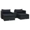 VidaXL 5-delige Loungeset Met Kussens Poly Rattan Zwart -Madison Verkoopwinkel 1000005491