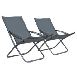 VidaXL Strandstoelen 2 St Inklapbaar Stof Grijs