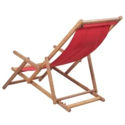 VidaXL Strandstoel Inklapbaar Stof En Houten Frame Rood -Madison Verkoopwinkel 1000009666 0103