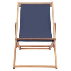 VidaXL Strandstoel Inklapbaar Stof En Houten Frame Blauw -Madison Verkoopwinkel 1000009667 0102