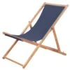 VidaXL Strandstoel Inklapbaar Stof En Houten Frame Blauw -Madison Verkoopwinkel 1000009667