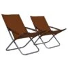 VidaXL Strandstoelen 2 St Inklapbaar Stof Bruin -Madison Verkoopwinkel 1000009668