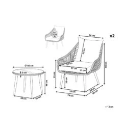 Beliani Bistroset LAURETO - Beige Pe Rotan -Madison Verkoopwinkel 1000017853 0102