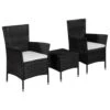 VidaXL 3-delige Bistroset Poly Rattan Zwart -Madison Verkoopwinkel 1000025631