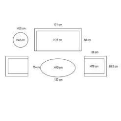 Garden Impressions Lucas Loungeset 5-delig - Natural -Madison Verkoopwinkel 1000035530 0103