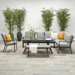 Garden Impressions Senja Lounge Dining Set R + Stoel - D. Grijs -Madison Verkoopwinkel 1000035563 0103