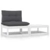 VidaXL 2-delige Loungeset Met Kussens Massief Grenenhout Wit -Madison Verkoopwinkel 1000035714