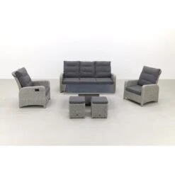 VDG Verstelbare Loungeset Hollywood Met Bijzetkrukjes- White Grey -Madison Verkoopwinkel 1000053081 0101