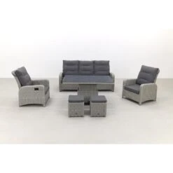 VDG Verstelbare Loungeset Hollywood Met Bijzetkrukjes- White Grey -Madison Verkoopwinkel 1000053081 0102