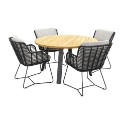 4 Seasons Fabrice Antraciet/Ambassador 130 Cm. Rond Tuinset - 5 Delig