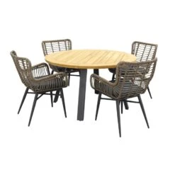 VDG Jasmine Naturel/Ambassador 130 Cm. Rond Tuinset - 5 Delig -Madison Verkoopwinkel 1000053131 0101