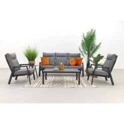 VDG Azoren/Atlanta Stoel- 3-zitsbank Loungeset Verstelbaar - Antraciet -Madison Verkoopwinkel 1000054734 0102