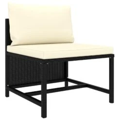 VidaXL 4-delige Loungeset Met Kussens Poly Rattan Zwart -Madison Verkoopwinkel 1000056391 0103