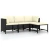VidaXL 4-delige Loungeset Met Kussens Poly Rattan Zwart -Madison Verkoopwinkel 1000056391