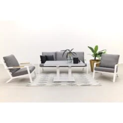 Hampton/Rockford stoel-bank Loungeset 4-delig – Wit/Teak -Madison Verkoopwinkel 1000073157 0102