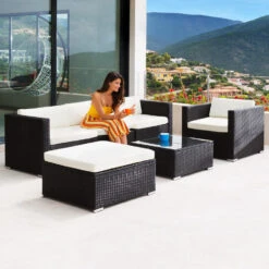 Tectake - Loungeset Milaan - Wicker - Grijs -Madison Verkoopwinkel 1000077854 0101