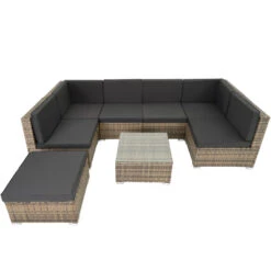 Tectake - Loungeset Venetië - Wicker - Naturel -Madison Verkoopwinkel 1000077856 0102