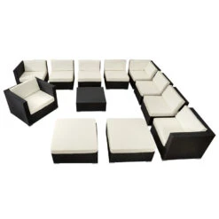 Tectake - Loungeset Las Vegas - Wicker - Zwart -Madison Verkoopwinkel 1000077857 0102