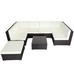 Tectake - Loungeset Venetië - Wicker - Zwart -Madison Verkoopwinkel 1000077864 0102
