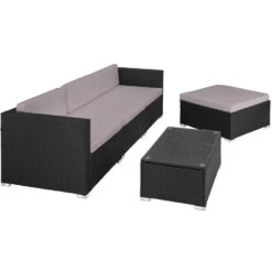 Tectake - Loungeset Florenz - Wicker - Zwart -Madison Verkoopwinkel 1000077867 0103