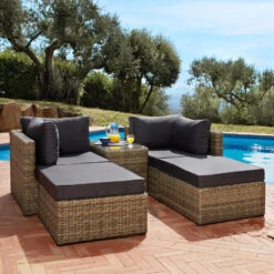 Tectake - Loungeset San Domino - Wicker - Naturel -Madison Verkoopwinkel 1000077869 0101
