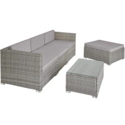 Tectake - Loungeset Florenz - Wicker - Grijs -Madison Verkoopwinkel 1000077870 0103