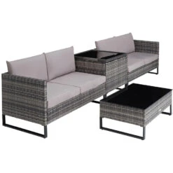 Tectake -Loungeset Ostuni - Wicker - Grijs -Madison Verkoopwinkel 1000077874 0103