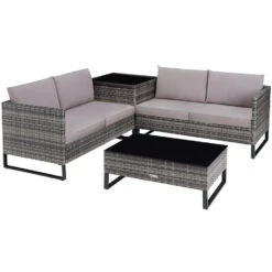 Tectake -Loungeset Ostuni - Wicker - Grijs