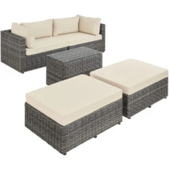 Tectake - Loungeset San Domino - Wicker - Grijs -Madison Verkoopwinkel 1000077876 0102