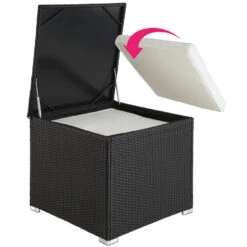 Tectake - Loungeset Pisa Met Opbergbox Kussens - Wicker - Zwart -Madison Verkoopwinkel 1000077882 0103