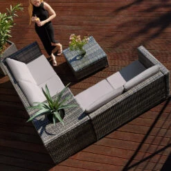 Tectake - Loungeset Siena - Wicker - Grijs -Madison Verkoopwinkel 1000077885 0103